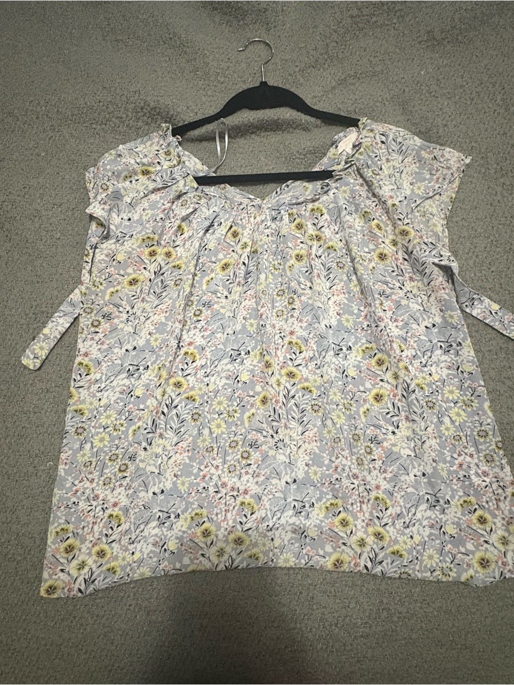 LC Lauren Conrad Floral Puff-Sleeve Blouse in Light Blue, Yellow, Pink